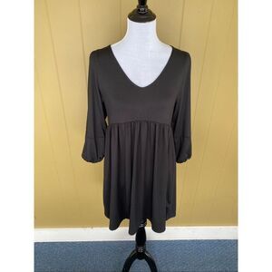 Good Luck Gem women S scoopneck Longsleeve baby-doll dress black